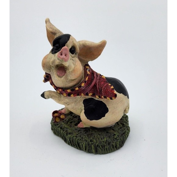 Pointing Scarf Pig Calabar Creations Pig Hollow Pete Apsit figurine 1994 Vintage - Picture 1 of 11